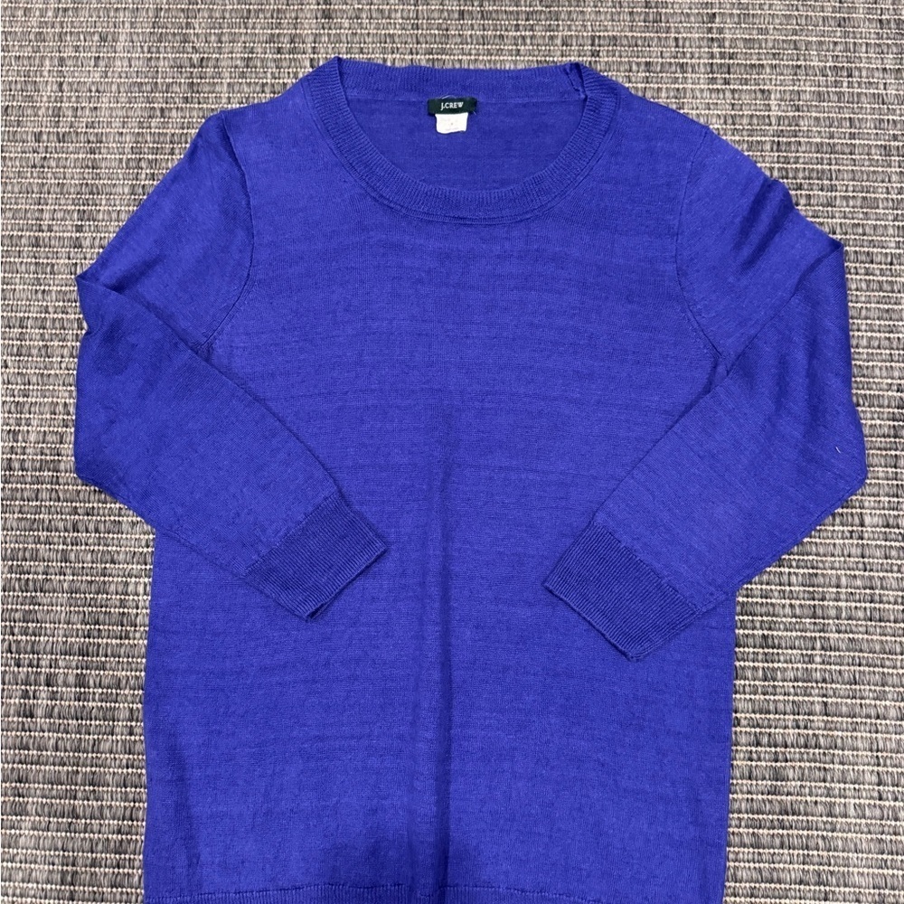 J. Crew Women's Vibrant Purple Linen Crewneck Sweater